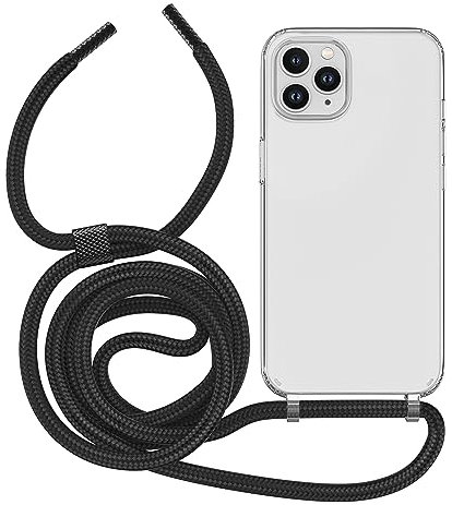MyGadget Strap Case for Apple iPhone 11 Pro Max - [ with removable Cord ] Crossbody Phone Hard Cover - Case with Neck Holder - Lanyard Carrier with Rope in Black