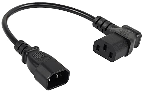 CERRXIAN Cavo di prolunga per alimentazione PDU IEC 320 C14 a 90 gradi C13, C14 maschio ad angolo retto C13 femmina Cavo di alimentazione a 3 pin per monitor, computer, ecc-0,4 m/15,7 pollici