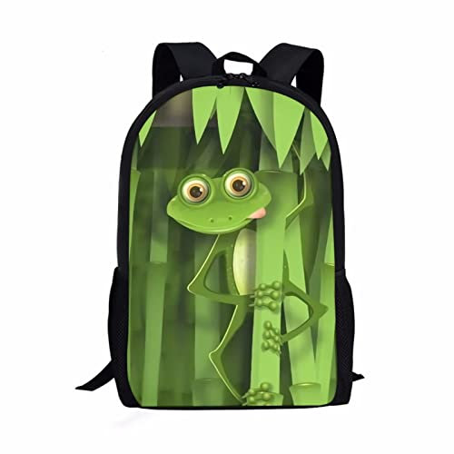 POLERO Softball-Rucksack für Jungen Mädchen Sport Ball Druck Schule Büchertasche 43,2 cm lässiger Tagesrucksack, Grüner Frosch, Einheitsgröße