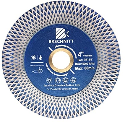 BRSCHNITT – Lame de scie diamant pour carrelage en porcelaine – Disque de coupe diamant super fin de 10,2 cm avec arbre à dents en X 2,2 cm à 1,6 cm pour carreaux de céramique, granit, marbre