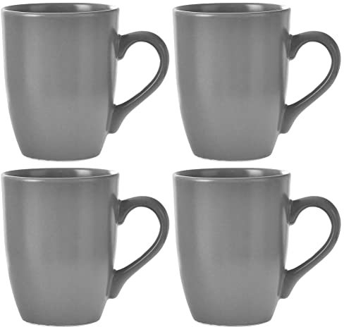 orion group Keramikbecher Keramiktasse Kaffeetasse Teetasse grau mit Henkel mikrowellengeeignet 4x350 ml Set ALFA