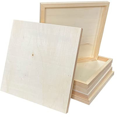 Lot de 6 panneaux d'art en bois brut de 30,5 x 30,5 cm, cadre en bois pour verser de l'huile, de l'acrylique, de la peinture, des travaux manuels