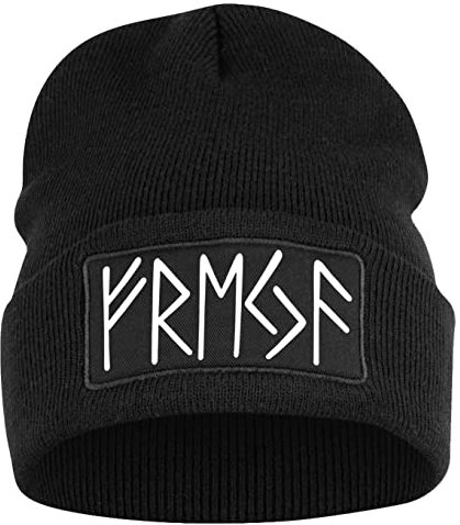 OM3 Beanie Mütze Wikinger Motive| Freya | Strickmütze | Schwarz | Unisex