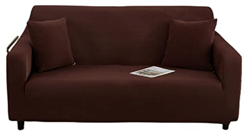 YOPOIY Stretch Sofa Überwürfe, Universal Abnehmbare Couchbezug Passform Sofabezug Waschbar Möbel Protector für 1 2 3 4 Sitzer Sofa -dunkelbraun-3-Sitzer (190-230 cm)
