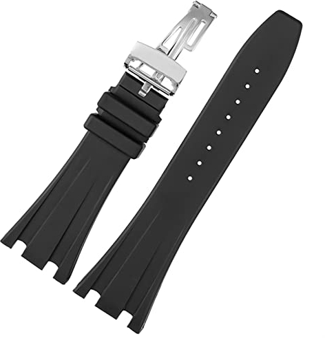 BONOOL Schwarzes Silikon-Gummi-Armband für Audemars für Piguet-Armband, 28 mm, AP-Band, Herrenarmband, Schmetterlingsschnalle
