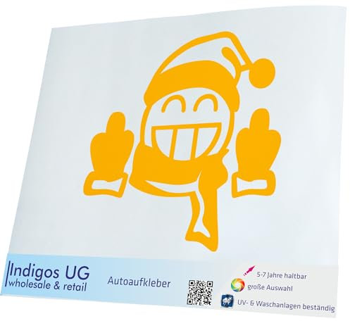 INDIGOS UG Auto Aufkleber Auto - 200x200 mm - Winter F... gelb - Selbstklebender Sticker für Auto, Fenster, Bus oder LKW - UV-beständig & wetterfest