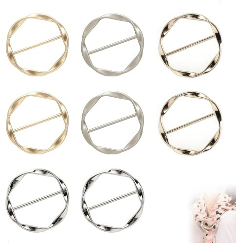 4 Stück Metall-T-Shirt-Clips, Schal-Ring-Schnalle, Runde Metall-Kreis-Clip-Schnalle, Einfache T-Shirt-Clips, Seidenschal-Ring-Clip, T-Shirt-Clips-Schnalle, für Damen Accessoires (Gemischte Farben)