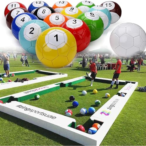 LINCYS 16 Stücke Billard Aufblasbare Fußball Snooker Bälle Tischspiele Indoor Outdoor Leder Fußball Pool Kick Billard Set Für Pool Ball Spielzeug Sport Aufblasbar,22CM