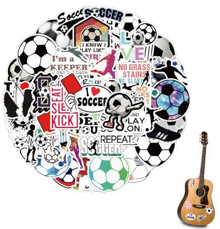 Gruvox 50PCS Football Stickers Stationery Stickers DIY Decoration Supplies Waterproof Football Game Decals Laptop Luggage Helmet Car Motorcycle Football Team Fans Party Decals Christmas Decoration