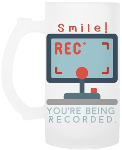 Smile! Youre Being Recorded Glas Bierkrug Mit Henkel