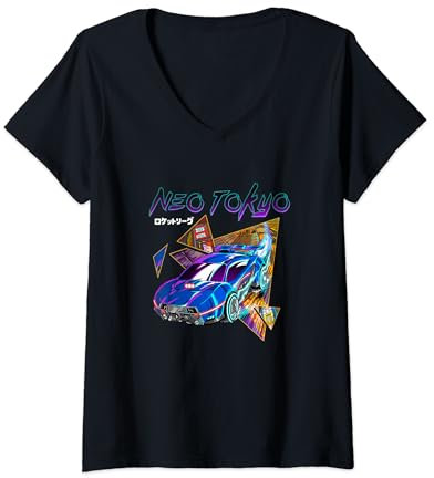 Damen Rocket League Masamune Neo Tokio T-Shirt mit V-Ausschnitt