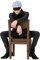 Jilijia Gojo Satoru Figur Anime Gojo Satoru Sitzender Stuhl Modell PVC Cartoon Figur Statue Desktop Ornamente Collectibles Geschenke 11CM