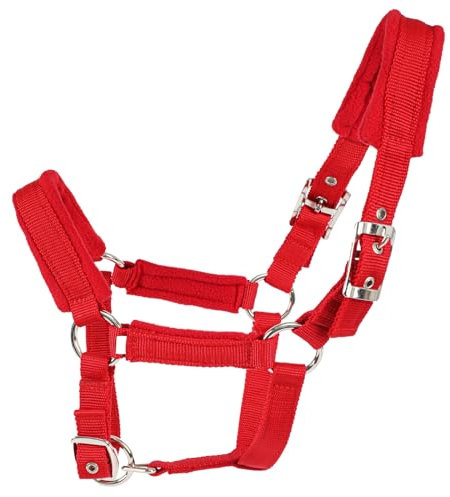 XUANNIAO Verstellbares Pferdehalfter Flexibles Filly Weidehalfter Fleece-Halfter (Rot, S)