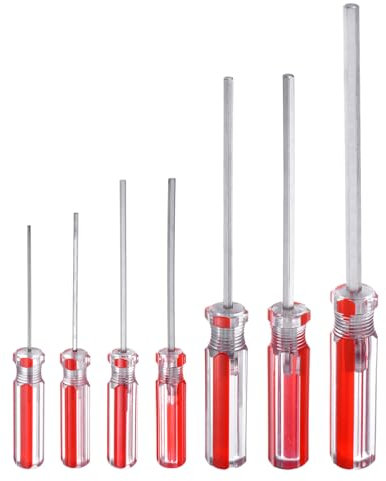 sourcing map 7pcs Magnetic Hex Screwdriver H1.5 H2.0 H2.5 H3.0 H4.0 H5.0 H6.0 Carbon Steel Hexagonal Head Screw Driver with Non-Slip Handle for Appliances Repair Improvement, Red