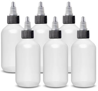 ljdeals 2 oz Plastic Squeeze Bottles with Twist Top Caps, for condiments, glues, paints, craft, sauce, hair color and more…Pack of 6, BPA Free, Made in USA