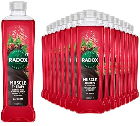 Radox Mineral Therapy Muscle Bath Soak Bubble Bath 500 ml, Bulk Buy (Pack of 18, Black Pepper and Ginseng)