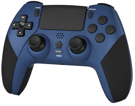 LATEC Manettes compatibles PS4,Manette sans Fil pour P4 Slim/Pro avec Turbo Vibration Capteur Gyroscopique Prise Audio Panneau Tactile(Bleu)