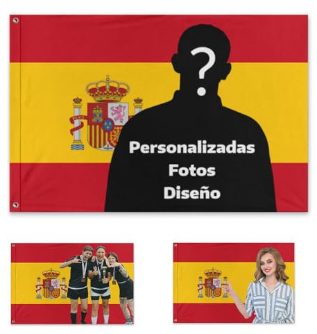 Bandera España Personalizado Diseño con Imágenes Personalizadas - Estilo clásico/Estilo nostálgico - Adecuado para decorar teatros musicales, tiendas, clubes, dormitorios y fiestas