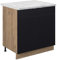 Vicco Spülenunterschrank Fame-Line, Schwarz gestreift, 80 cm, AP Marmor