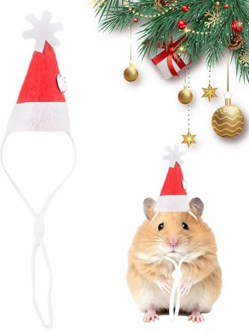 Birtern Guinea Weihnachtsmütze | Nikolausmütze für Kleintiere | Tier-Nikolausmütze mit verstellbarem Gummiband für Hamster, Chinchilla, Igel