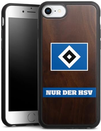 Holz Case kompatibel mit Apple iPhone 7 Walnuss Handyhülle Echtholz Hülle HSV Statement Hamburger SV