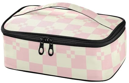 siphylline Lonchera térmica reutilizable a cuadros beige melocotón para hombre