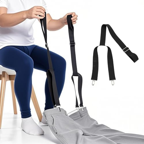 Anziehhilfe-Clips für Hosen, verstellbar, 66-104 cm, Metallclip & Nylonband, Unabhängigkeitswerkzeug für ältere Menschen, Behinderte, Schwangere, Erholung nach Operationen, 2 Stück