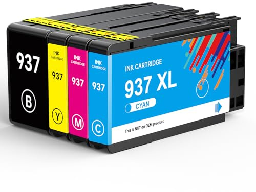Nestink 937xl 【Mit Chip-Upgrade】 937e Druckerpatronen (1 Schwarz + 3 Farben) Ersatz für hp 937 XL Multipack Kompatibel mit HP Officejet pro 9730e 9720e 9122e 9125e 9110b 9135e 9130b 9132e 9120e 9117b