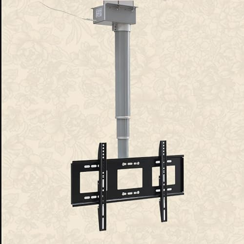 Support TV motorisé – Élévateur de plafond électrique réglable avec télécommande, convient aux téléviseurs de 26 à 70, réglage télescopique de la hauteur, profil bas, portée Trel de 60 cm