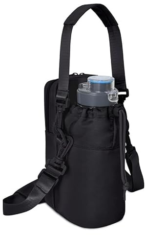 Jiusely Sports Water Bottle Carrier Holder Bag with Shoulder Strap Phone Pocket Adjustable Water Bottle Pouch Sleeve Pouch Sling Bag Crossbody for Walking Hiking Travelling