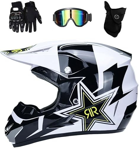 Motocross Helmet MTB, Helm Fullface Kinder,Motorradhelm Erwachsener Motorrad Downhill Full Face Helm für Mountainbike Bergbuggy Sport Schutz