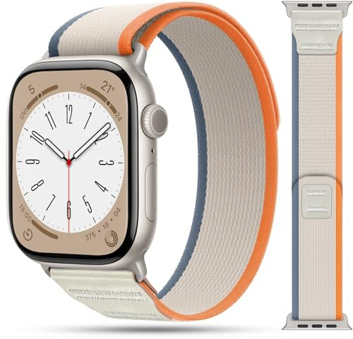 Ronkakar Trail Loop im Leder Kompatibel mit Apple Watch Armband 42mm (Series 11 & 10) 41mm 40mm 38mm Damen Herren, Elastisches Gewebe Sport Nylon Armbänder für iWatch Series 11 10 9 8 7 6 5 4 SE 3 2 1