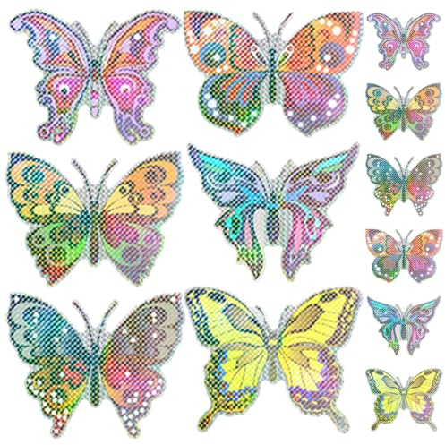ULDIGI Adesivi Decorativi per Zanzariere 12Pezzi Farfalle Colorate in PVC per Riparazione Finestre e Porte Uso Interno in Camere da Ragazzo Ragazza e Uffici