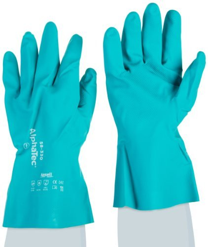 Ansell AlphaTec 58-330 Nitrile Medium Duty Chemical Immersion Glove, Chemical Resistant, 26 mil Thickness, 12 Length, Size 11, Sea Green (Pack of 12 Pair) by Ansell