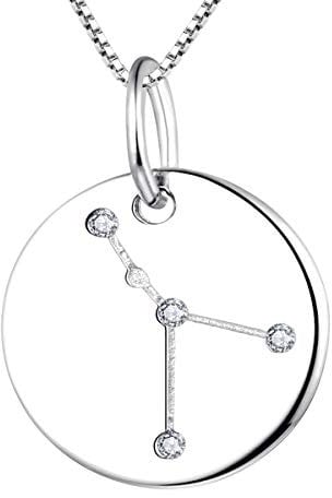 YL Silver Cancer Necklace-925 Sterling Silver CZ Horoscope Zodiac 12 Constellation Pendant Necklace for Women and Girls