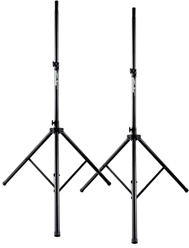 Pronomic SPS-3A Boxenstativ 2er Set - 2x Boxenständer aus Aluminium - extra große Standfläche - Sicherungssplint - ausziehbar von ca. 135-220 cm - bis 50 kg belastbar - schwarz