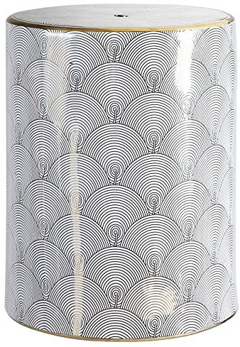 JONATHAN Y TBL1001A Fish Scale 17 Modern Ceramic Indoor/Outdoor Garden Stool, Coastal, Contemporary, Transitional, Side Table, Plant Stand, Spill-Proof, Living Room, Garden Room, Patio, White/Gold