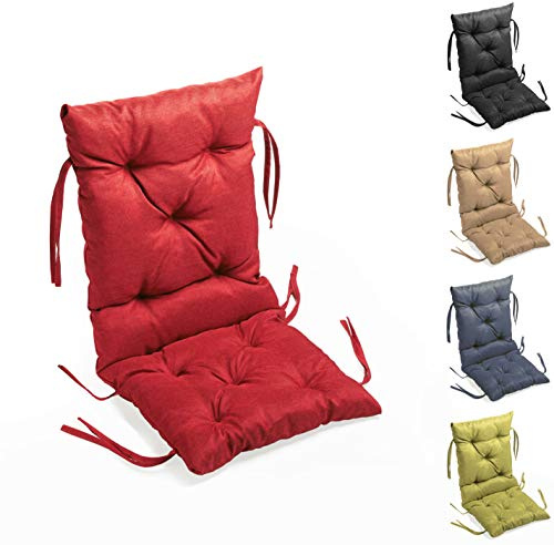 sunnypillow Stuhlkissen Outdoor, Indoor - 50 x 50 x 50 cm - Auflage für Stühle, Bänke in Haus und Garten - Sitzkissen und Rückenkissen - Stuhlauflage, Gartenkissen für Gartenmöbel - Kissen Rot