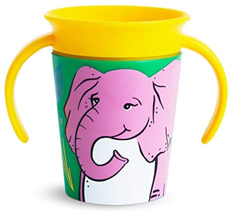 Munchkin Miracle 360 grados Wildlove Vaso de Entrenamiento con Asas, Set de 1, Elefante, 177 ml