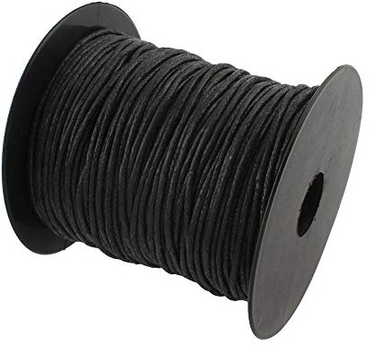 YYW Wax Cord 2mm 80Yard/Roll Black/White Waxed Line Cord Cotton Thread Cords for DIY Jewelry Beading Bracelets Making Sewing Work (Black)
