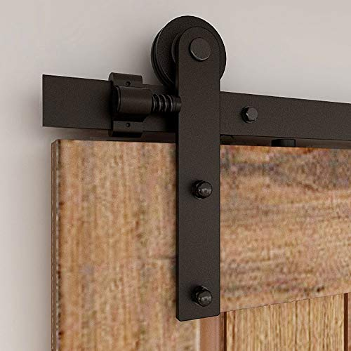 CCJH 200 cm Schiebetürsystem, Eisenwaren, Schienenset für Schiebetür, Schwarz, I-Form