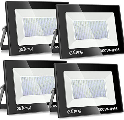 Blivrig LED Strahler Außen 300W Kaltweiss, Fluter Aussen, Superhell 30000LM Flutlicht, IP66 Aussenstrahler, 6500K Außenstrahler, Kaltweiß Scheinwerfer, für Garten, Garage