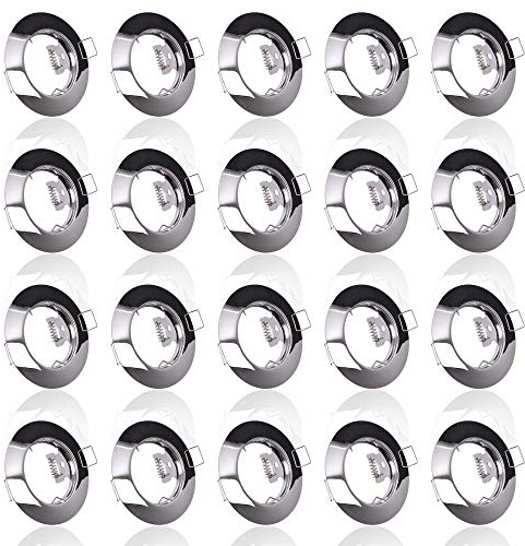 20x Einbaustrahler IP20 mit GU10 Fassung RUND chrom Einbauspot Einbauleuchte Rahmen Rostfrei Deckenspot Strahler Spot 863A-TP