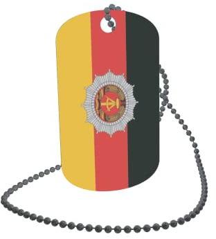 U24 Dog Tag Erkennungsmarke ID Tag an Kette Flagge DDR Volkspolizei Alu 30 x 50 mm