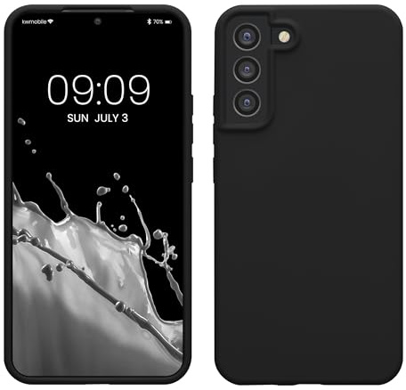 kwmobile Case for Samsung Galaxy S22 Plus Case - Soft Cover - Shockproof Silicone - Wireless Charging Black Matte