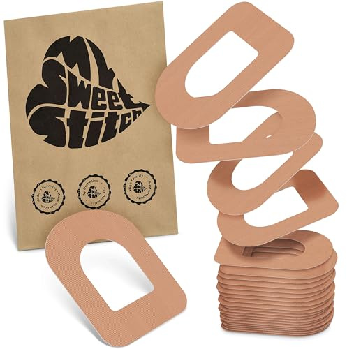MySweetStitch 25 Ringpatches für Omnipod 5/DASH/EROS oval Beige | Stabilisiert ablösende Ränder, Mitte bleibt frei, wasserfest und flexibel, bis zu 3 Tage Halt