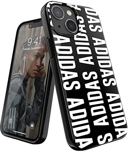 adidas Sports Compatible with iPhone 13 Mini Case, Drop Resistant, Raised Edges, Original Molded Case, White Logo