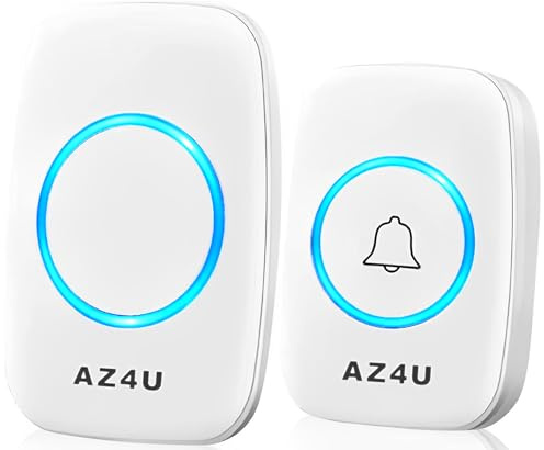 AZ4U Wireless Doorbell Kit 1 Button 1 Receiver FCC Certified 1000 ft White