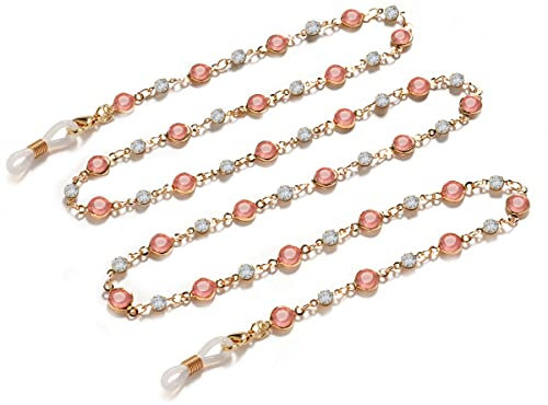 DNLKWGO Chaîne de lunettes de soleil collier sangle de lunettes de soleil support de lunettes de vue chaîne de maintien de lunettes pour femme, rose, taille unique