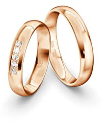 JC Trauringe Gold 585 Paarpreis Poliert I Traumhafte Eheringe 4 mm Breite I Einzigartige Partnerringe Rotgold mit Gravur in edler Schatulle I 2 Hochzeitsringe Herrenring & Damenring mit Stein I ICT08